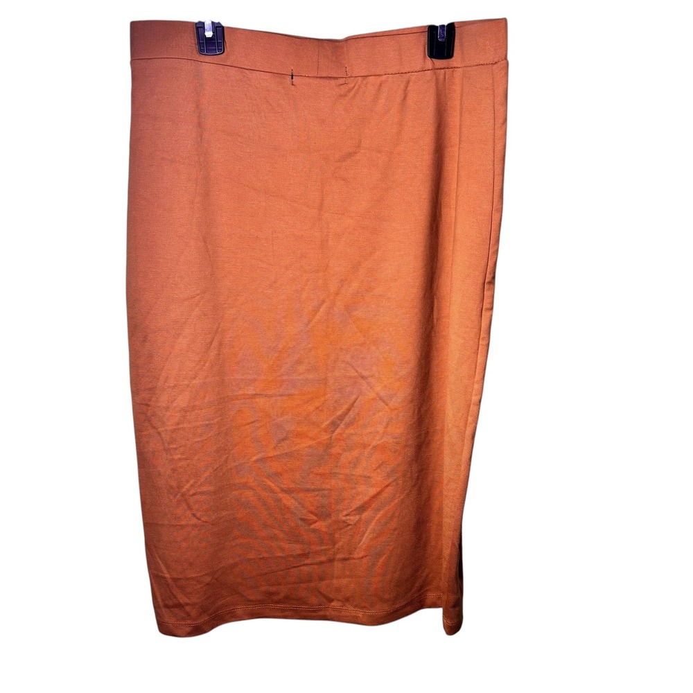 Ashley Blue‎ XL Mustard Knit Pencil Skirt Copper Button Detail Career Casual - Picture 3 of 9
